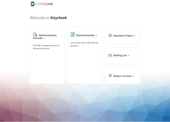 Screenshot of the default Keycloak welcome page.